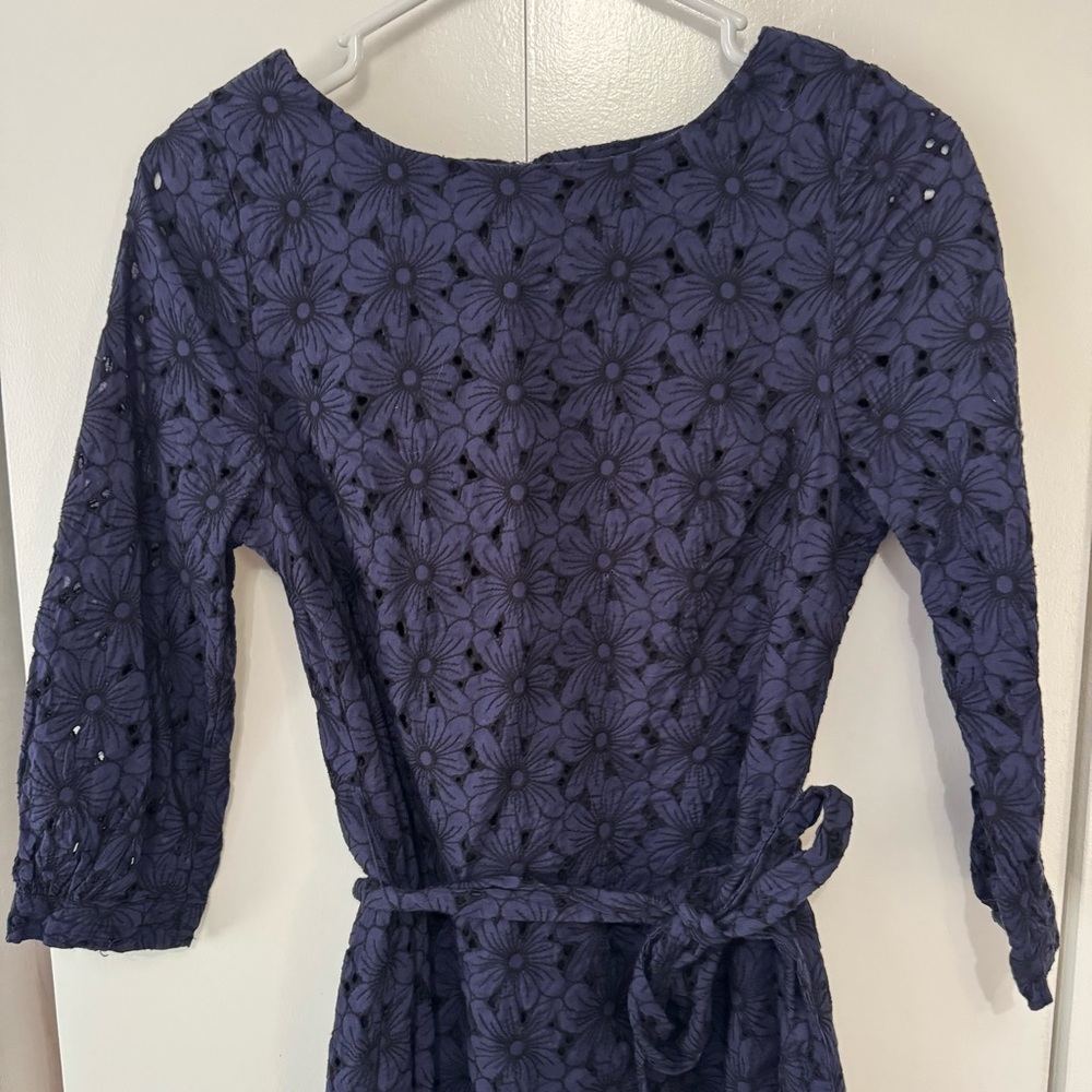 Boden Navy Claudette Broderie Midi Dress, Sz 6 - Picture 3 of 10